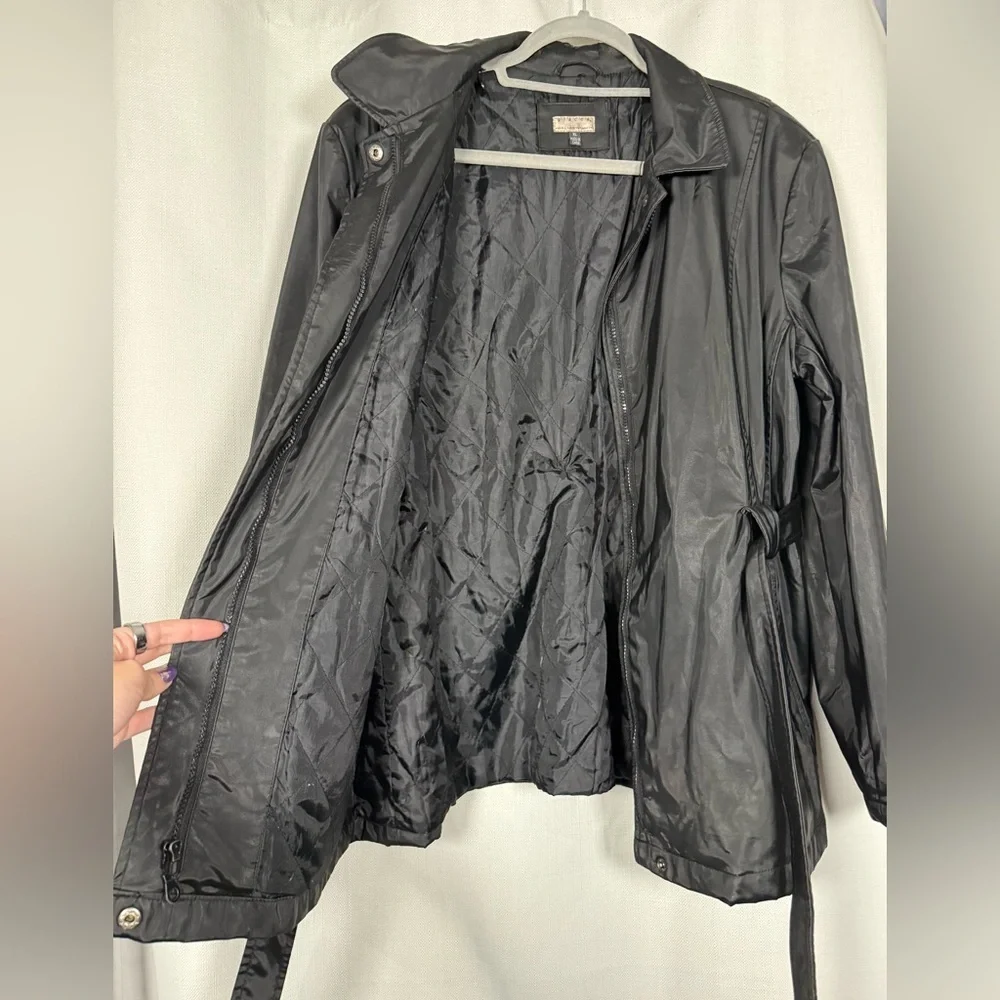 Giacca Black Belted Raincoat Jacket Size XL
